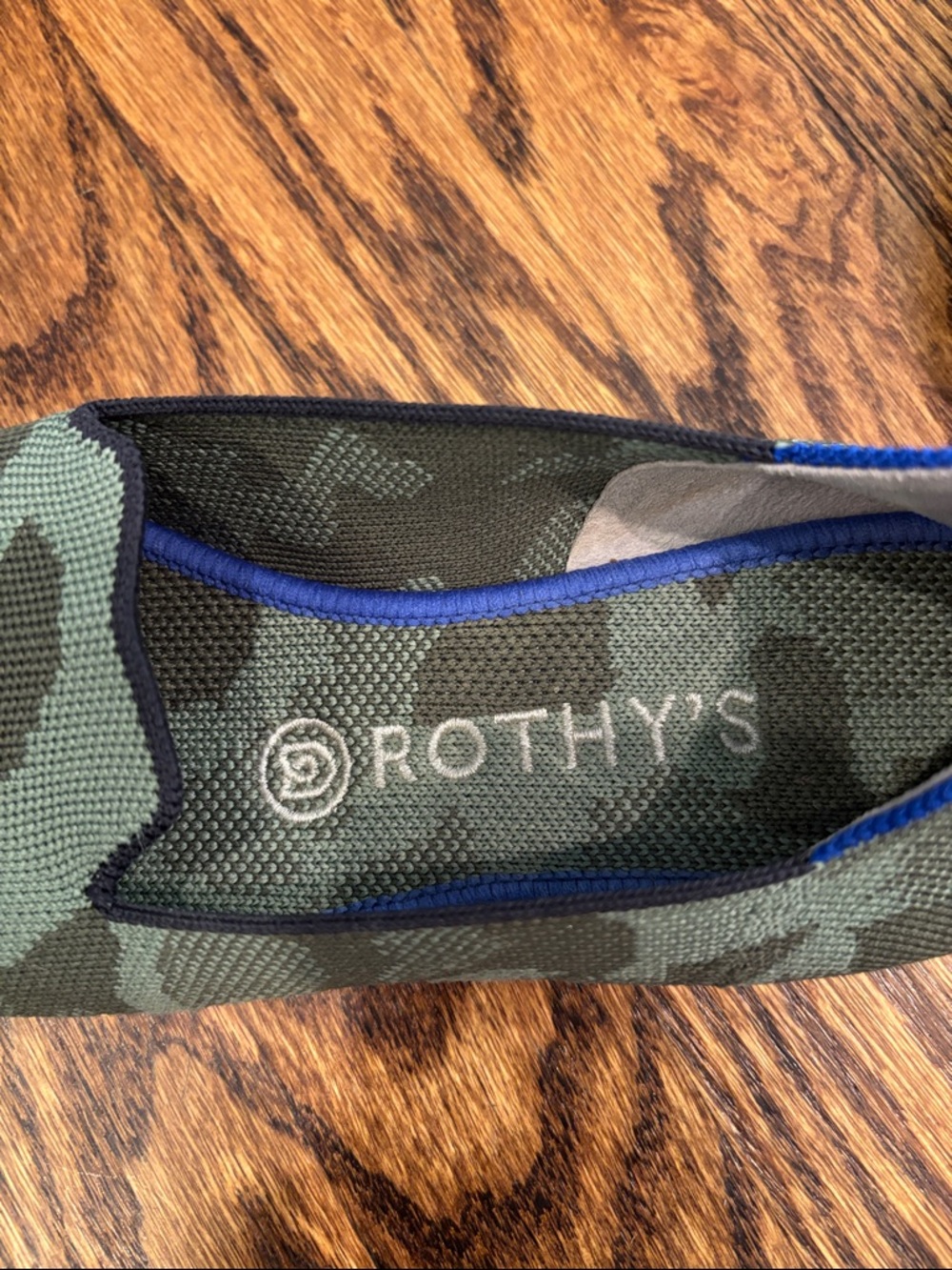 Rothy's Olive Green Camo Slip-On Loafers with heel Stripes 8 - Picture 4 of 6